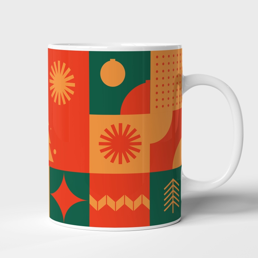 Caneca de Cerâmica Natal Abstrato Laranja