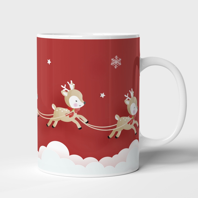 Caneca de Cerâmica Noite de Natal - Papai Noel e Renas