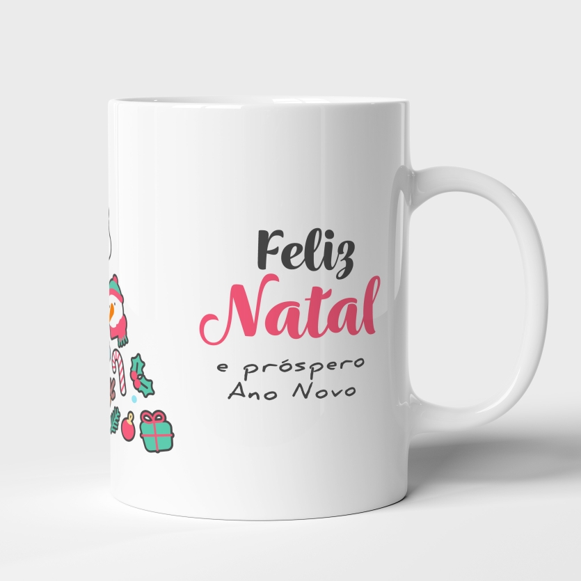 Caneca de Cerâmica Feliz Natal e Próspero Ano Novo