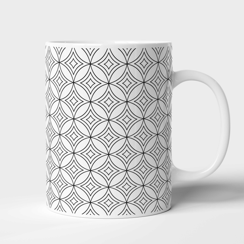 Caneca de Cerâmica com Design Abstrato Preto e Branco
