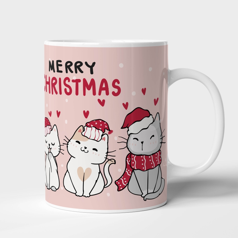 Caneca de Cerâmica "Merry Catmas" – Celebração Felina Natalina
