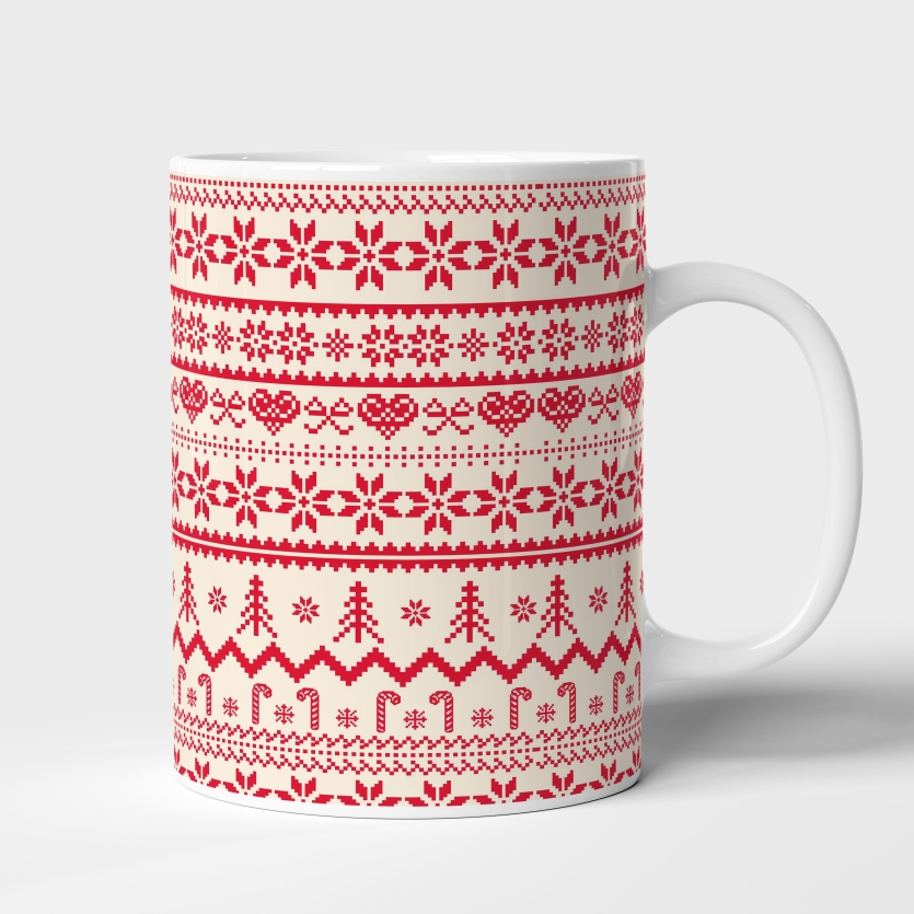 Caneca de Cerâmica "Renda Natalina" - Elegância Festiva para Suas Bebidas