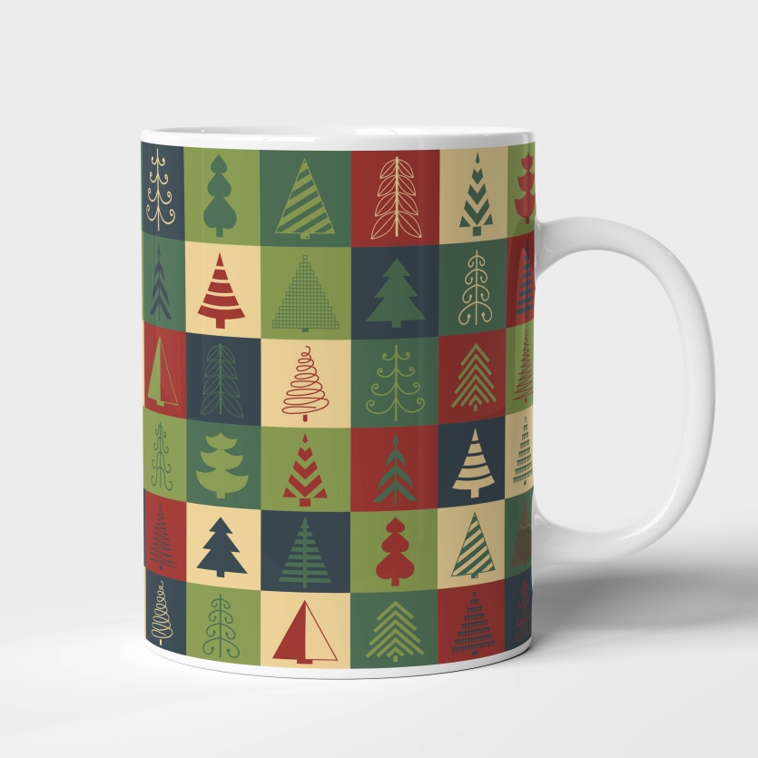 Caneca de Cerâmica Árvores de Natal