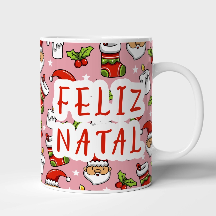 Caneca de Cerâmica Feliz Natal Papai Noel da Coleção de Natal