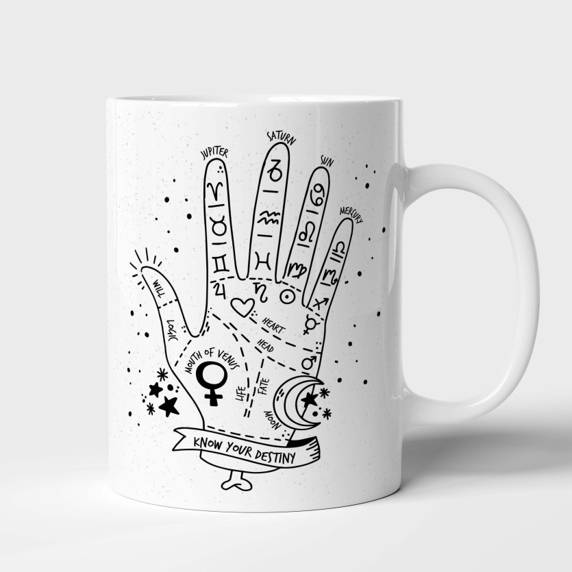 Caneca de Cerâmica Mística Leitura de Mão - Guia