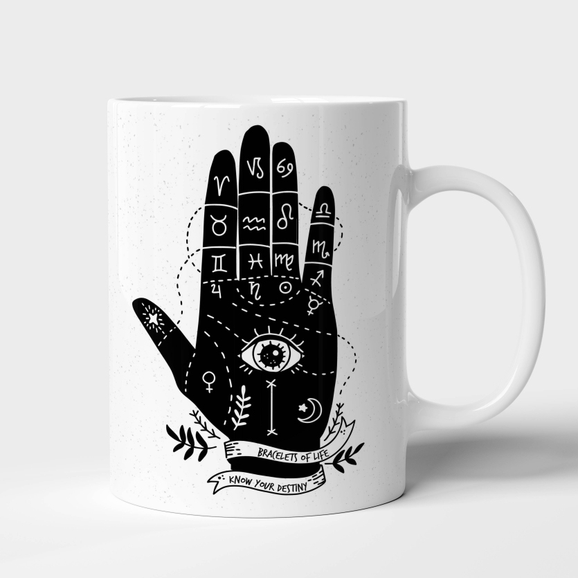 Caneca de Cerâmica Mística Leitura de Mão e Signos