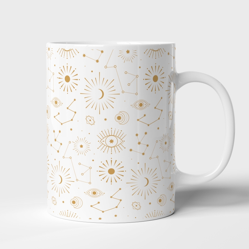 Caneca de Cerâmica Mística Símbolos de Constelação