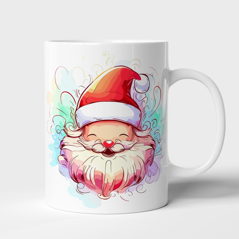 Caneca de Cerâmica "Papai Noel Lúdico Aquarela"