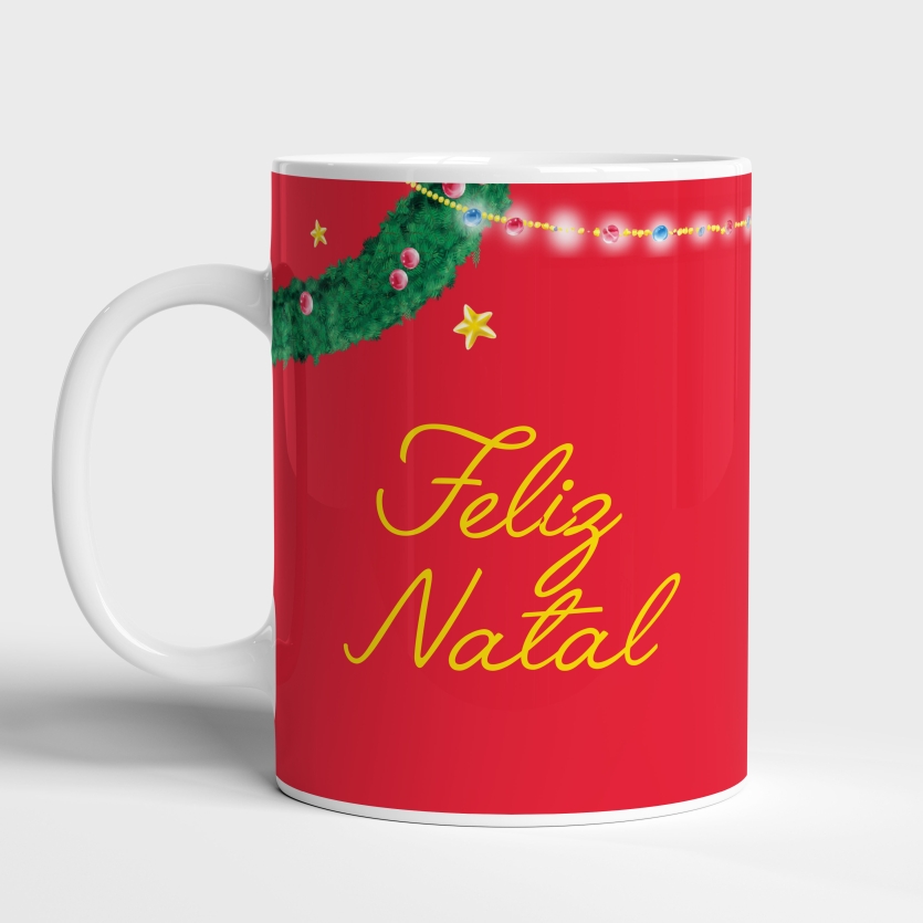 Caneca de Cerâmica Disney Mickey e Minnie - Feliz Natal