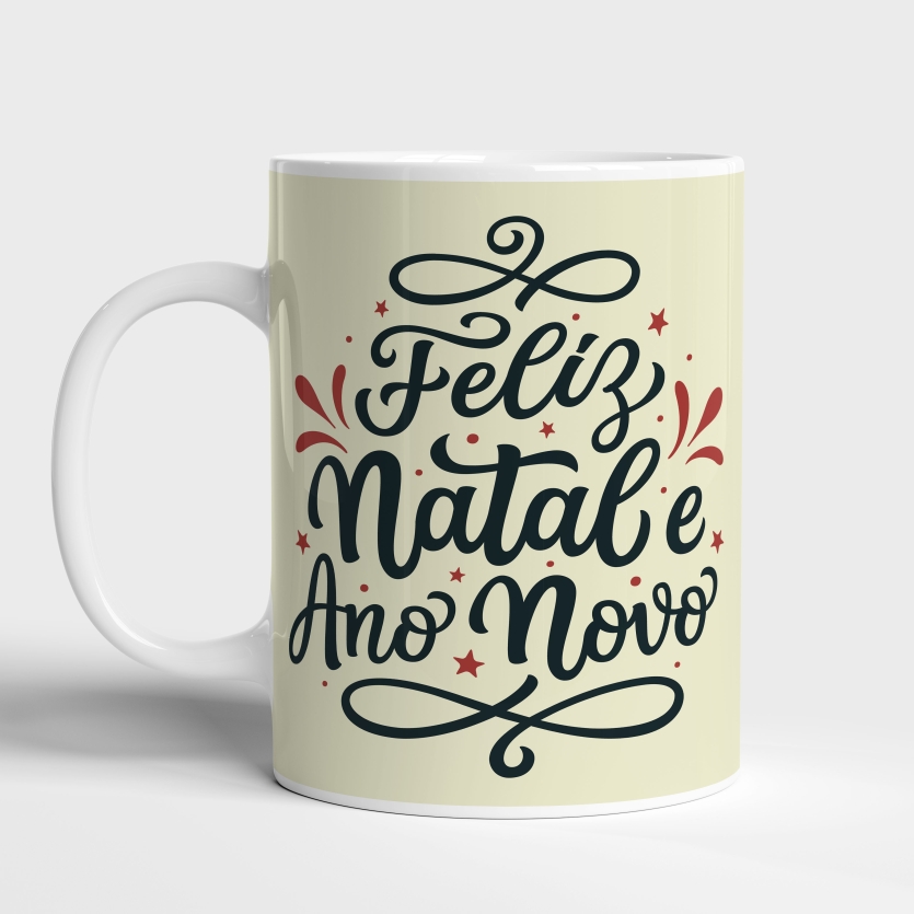 Caneca de Cerâmica Feliz Natal e Ano Novo