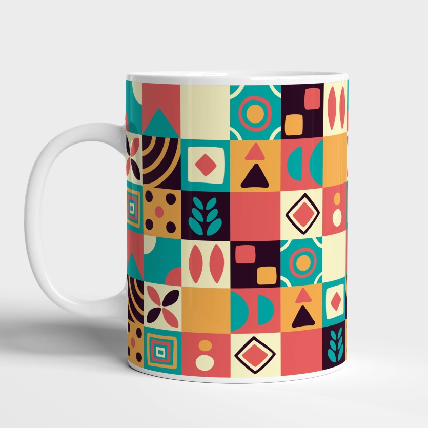 Caneca de Cerâmica Grade Desenhos Modernos