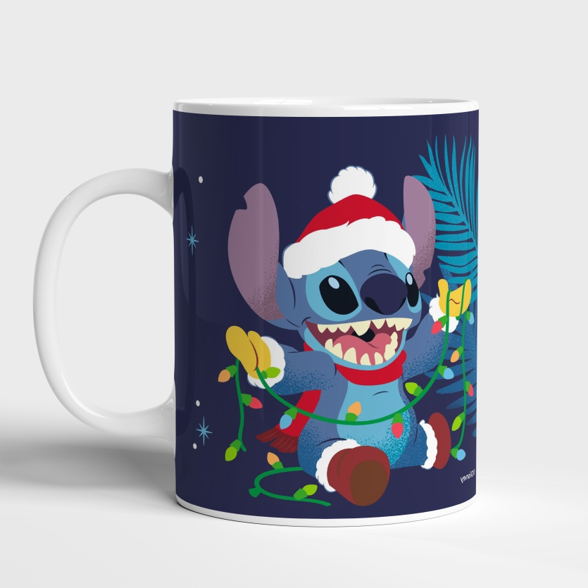 Caneca de Cerâmica Lilo e Stitch - Ohana Natal