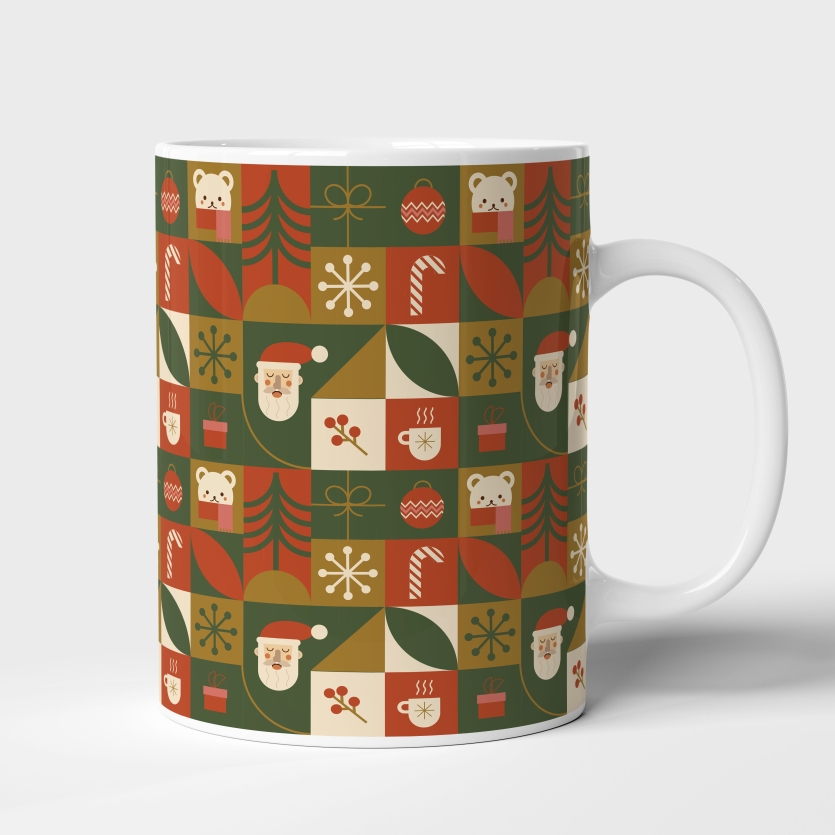 Caneca de Cerâmica Símbolos de Natal Desenhos Natalinos