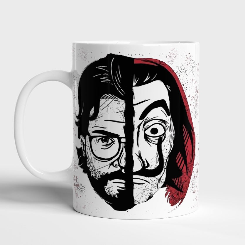Caneca de Cerâmica La Casa de Papel Professor e Mascara