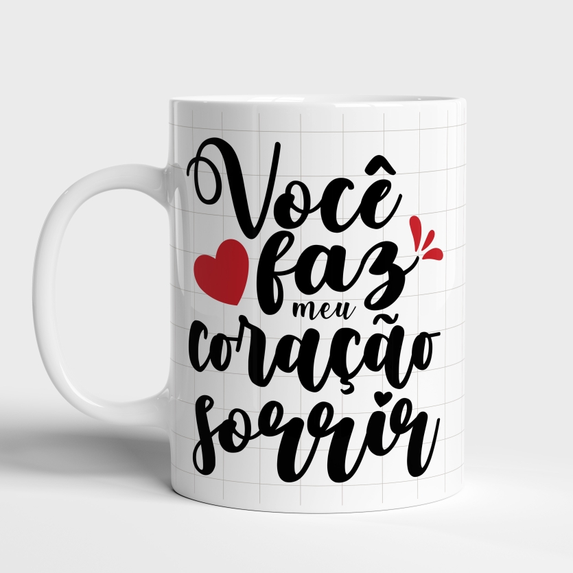 Caneca de Cerâmica Você Faz Meu Coração Sorrir